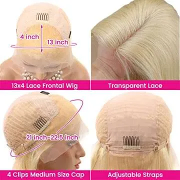 COUGARBEAUTY 613 HD 30 Inch Lace Front Wig Human Hair 13x4 Straight Blonde Lace Front Wigs Transparent 613 HD Lace Frontal Wig Pre Plucked with Baby Hair 150% Density