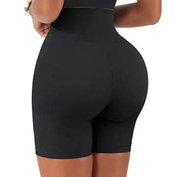 RUUHEE Women Biker Shorts High Waist Booty Workout Gym Shorts Cross Waist with Pocket(Medium,5" Black-5)