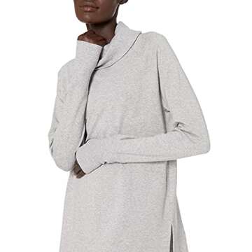 Amazon Essentials Women's Funnel Neck Tunic in Light Grey Heather