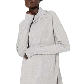 Amazon Essentials Women's Funnel Neck Tunic in Light Grey Heather