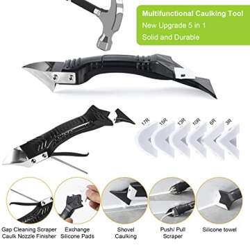 5 in 1 Silicone Caulking Tool - Sealant Finishing Tool with Silicone Pads