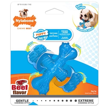 Nylabon Power Chew Comfort Hold X Bone Chew Toy for Puppies, Beef Flavor, Small (1 Count)