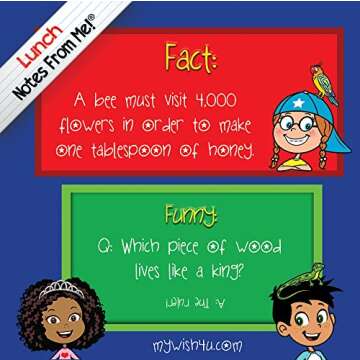 101 Tear-Off Lunch Box Notes for Kids - Facts & Funnies Vol 2, Inspirational, Motivational, Thinking of You, lunch notes for boys and girls, Back to School Essentials, Ages 8+