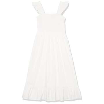 The Drop Women's Kimi Ruffled Shoulder Smocked Midi Dress, White, M