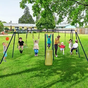 Costzon 7-in-1 Heavy Duty Swing Set for Kids Backyard Fun