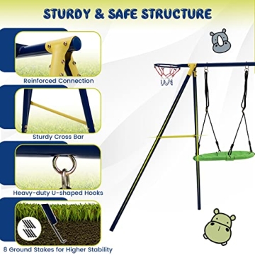 Costzon 7-in-1 Heavy Duty Swing Set for Kids Backyard Fun
