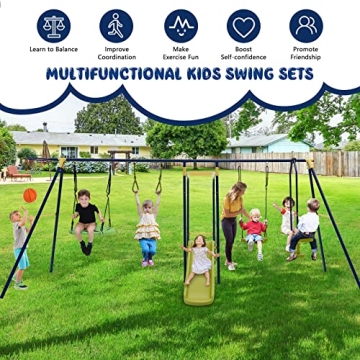 Costzon 7-in-1 Heavy Duty Swing Set for Kids Backyard Fun