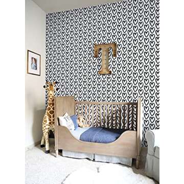 Timeet Modern Heart Wallpaper Peel and Stick - 17.7" x 78.7"