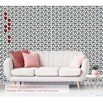 Timeet Modern Heart Wallpaper Peel and Stick - 17.7" x 78.7"