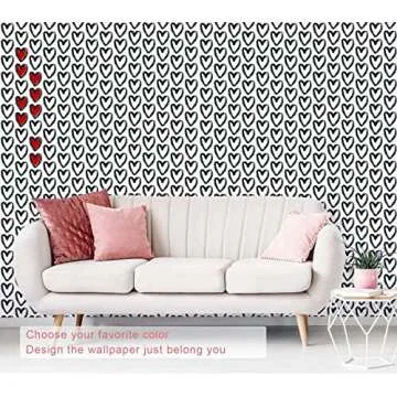 Timeet Modern Heart Wallpaper Peel and Stick - 17.7" x 78.7"