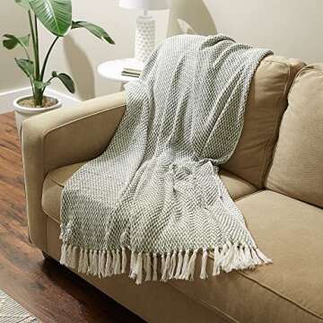 DII Woven 100% Cotton Throw in Artichoke Green - Cozy & Stylish