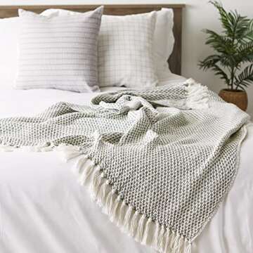 DII Woven 100% Cotton Throw in Artichoke Green - Cozy & Stylish