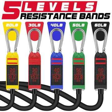 Resistance Bands, Heavy Exercise Bands with Handles, Fitness Bands for Working Out, Workout Bands fo...