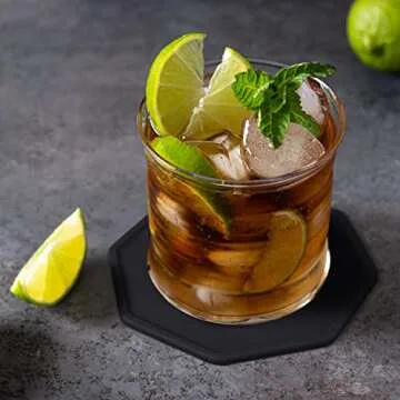 Carrotez Silicone Coasters for Drinks, Coasters for Coffee Table, Bar, Non-Slip Cup Coasters, Tabletop Protection, Dishwasher Safe, Set of 4 - Black