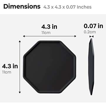 Carrotez Silicone Coasters for Drinks, Coasters for Coffee Table, Bar, Non-Slip Cup Coasters, Tabletop Protection, Dishwasher Safe, Set of 4 - Black