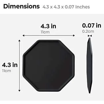 Carrotez Silicone Coasters for Drinks, Coasters for Coffee Table, Bar, Non-Slip Cup Coasters, Tabletop Protection, Dishwasher Safe, Set of 4 - Black