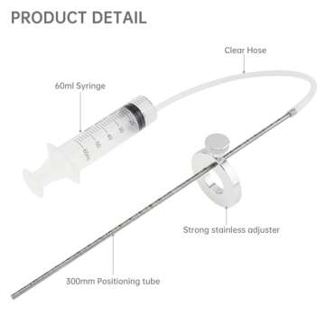 Windance Motorcycle Fork Suspension Oil Level Measurement Gauge Tool with Adjustable Ring, 60ml Front Fork Oil Syringe Tool