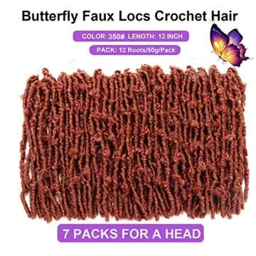 Butterfly Locs Crochet Hair 7 Packs Soft Pre Looped 12 Inch
