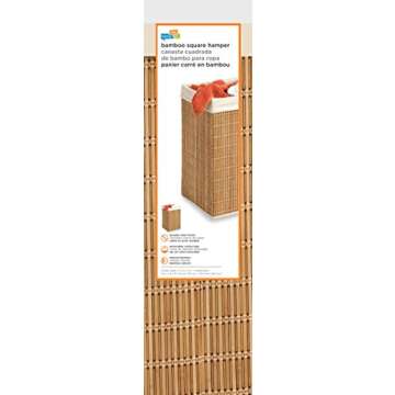 Honey-Can-Do Bamboo Wicker Laundry Hamper with Removable Canvas Bag HMP-01620 Natural, 25-Inches Tall