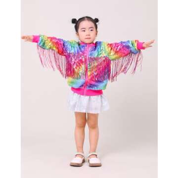 CHENBAO Girls Sequin Jackets Kids Boys Glitter Bomber Jacket Zip Up Coat Sparkle Outwear Birthday Cl...