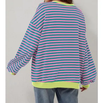 Labolliy Striped Oversized Sweatshirt for Women - Trendy Casual Wear
