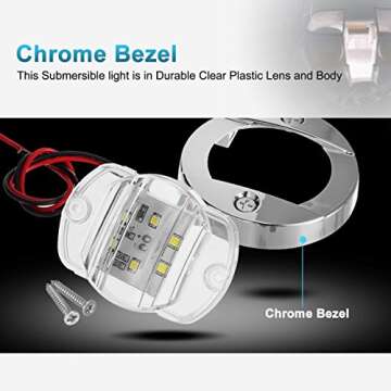 Partsam 4 Pcs 3 Inch Round White LED Marine Boat Lights Transom Stern Anchor Deck Courtesy Light For Pontoon Fishing Boat Kayak Sailboat IP67 Waterproof, 12V DC