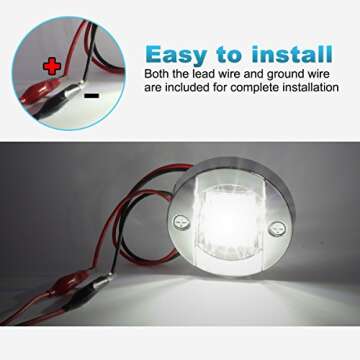 Partsam 4 Pcs 3 Inch Round White LED Marine Boat Lights Transom Stern Anchor Deck Courtesy Light For Pontoon Fishing Boat Kayak Sailboat IP67 Waterproof, 12V DC