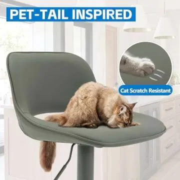 YOUNIKE Bar Stools Set of 2 Modern Swivel Barstools, Adjustable Counter Height Bar Stools Faux Leather Upholstered Counter Stools with Hollow Back for Kitchen Island, All Olive Green