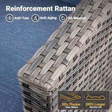 ovios Patio Furniture Set, 6 Pieces Outdoor Wicker Rattan Sofa Couch with Loveseat, Ottomans and Com...