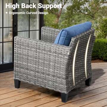 OVIOUS 6-Piece Outdoor Wicker Rattan Patio Furniture Set