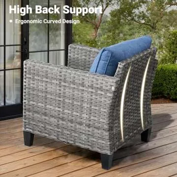 OVIOUS 6-Piece Outdoor Wicker Rattan Patio Furniture Set