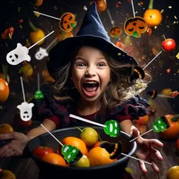 Big Halloween Lollipop Suckers Candy 24 Pack, Spooky Candy Lollipops, Pumpkin, Green Monster and Wit...