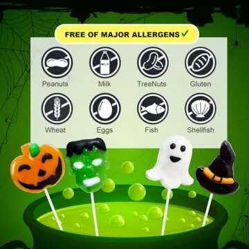Big Halloween Lollipop Suckers Candy 24 Pack, Spooky Candy Lollipops, Pumpkin, Green Monster and Witch Hat Candy Sucker Lollipops Individually Wrapped for Halloween Goody Bag Fillers - Trick or Treat