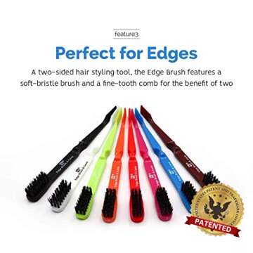 Hair Edge Brush Double Sided Comb - Baby Hair Controller Eyebrow Styling Tool Gentle Easy Grip Soft Boar Bristle Beauty Personal Care Appliances for Women (Black - Pack of 2)