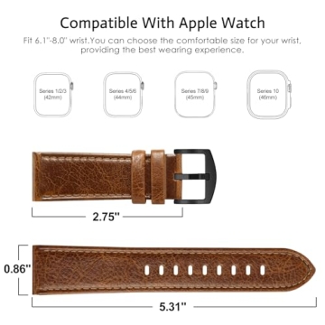 EDIMENS Vintage Leather Bands for Apple Watch 46mm 45mm 44mm 42mm