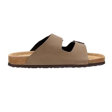 CUSHIONAIRE Men's Lane Cork footbed Sandal with Adjustable Buckle Straps +Comfort, Brown Nubuck 9