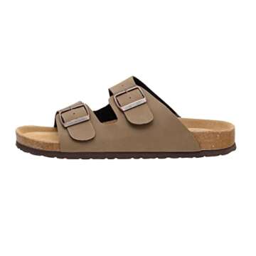 CUSHIONAIRE Men's Lane Cork footbed Sandal with Adjustable Buckle Straps +Comfort, Brown Nubuck 9