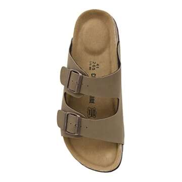 CUSHIONAIRE Men's Lane Cork footbed Sandal with Adjustable Buckle Straps +Comfort, Brown Nubuck 9