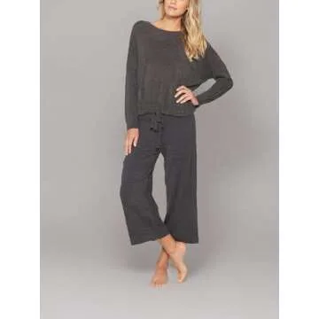 Barefoot Dreams CozyChic Ultra Lite Culotte Capri Pants - Small Carbon