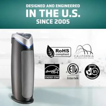 GermGuardian Air Purifier for Home with HEPA Pure Filter, for Wildfire Smoke, Pet Dander, Pollen, Odors, Large Rooms Up To 743 Sq. Ft., Removes 99.97% Pollutants, UV-C, 2-Pack, 22", AC48252PK, Gray