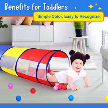 Kids Play Tunnel for Toddlers, Pop Up Crawl Through Tunnel Play Tent for Baby Infant Children or Dog...