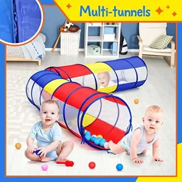 Kids Play Tunnel for Toddlers, Pop Up Crawl Through Tunnel Play Tent for Baby Infant Children or Dog with 2 Mesh Sides, Kids Tunnel Toys or Gift Indoor & Outdoor (Colorful Crawling Tunnel)