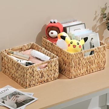 Natural Water Hyacinth Storage Baskets - Set of 2