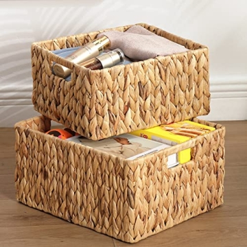Natural Water Hyacinth Storage Baskets - Set of 2