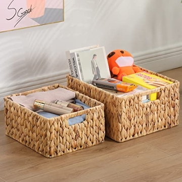 Natural Water Hyacinth Storage Baskets - Set of 2