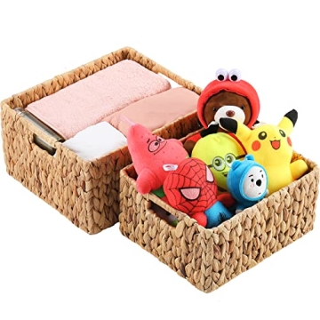 Natural Water Hyacinth Storage Baskets - Set of 2