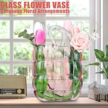 Unique Pink Purse Vase - Handcrafted Glass Flower Holder