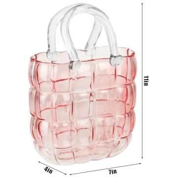 Unique Pink Purse Vase - Handcrafted Glass Flower Holder