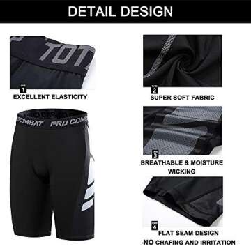 Men's Compression Shorts 3 Pack Quick Dry Sports Tight Shorts Soft Running Pants for Workouts, Train...