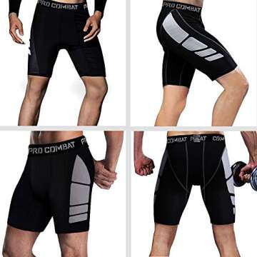 Men's Compression Shorts 3 Pack Quick Dry Sports Tight Shorts Soft Running Pants for Workouts, Training, Gym